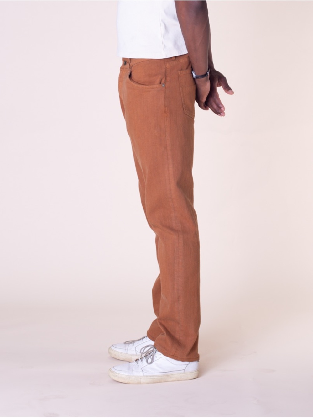 Raleigh Denim Jones Stretch Slim Straight Jeans Bourbon Tan Size 36